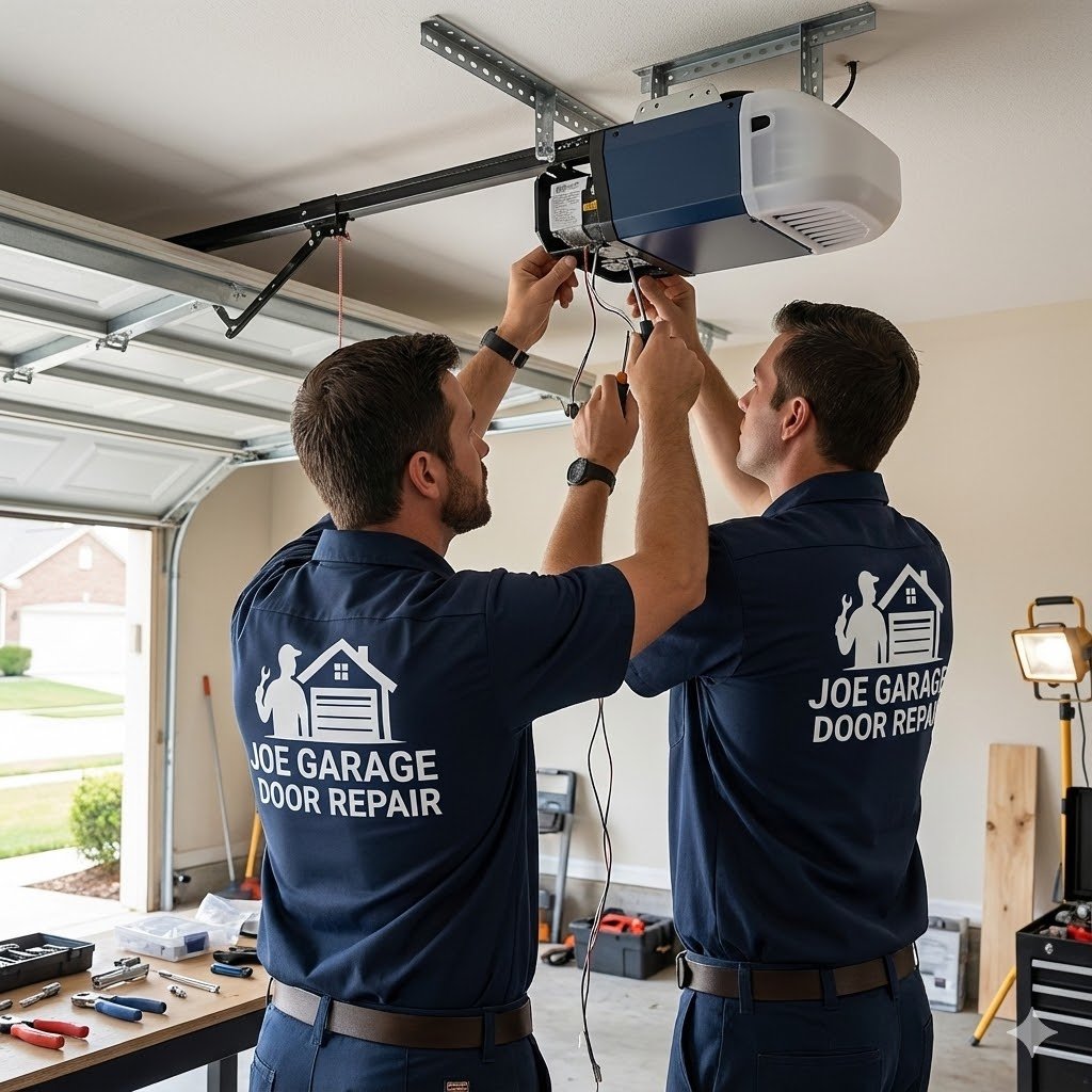 Garage door opener motor being repaired